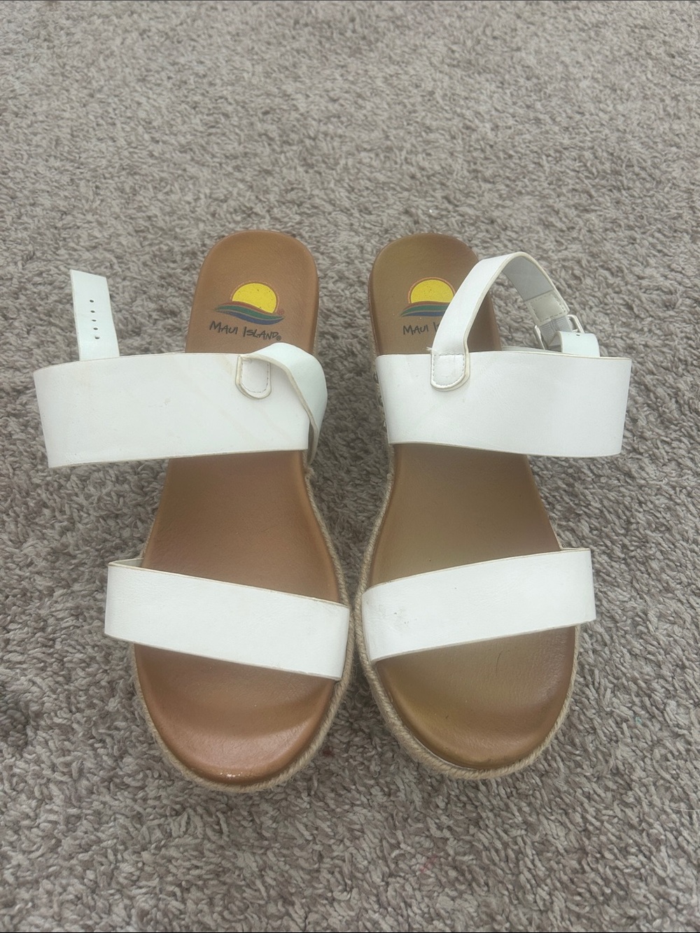 White Two-Strap Women’s Sandal with Ankle Strap Size 8